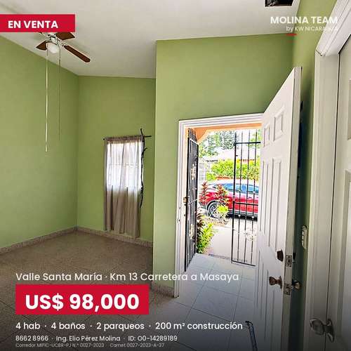 ¡CASA EN VENTA EN RESIDENCIAL VALLE SANTA MARÍA, KM 13 CARRETERA A MASAYA!  - Imagen 5