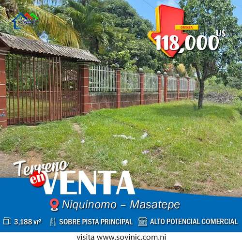 Terreno en venta con mejoras | Niquinomo – Masatepe