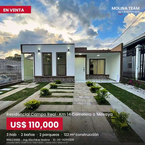  ¡CASA NUEVA A ESTRENAR EN KM 14 CARRETERA A MASAYA! - Imagen 1