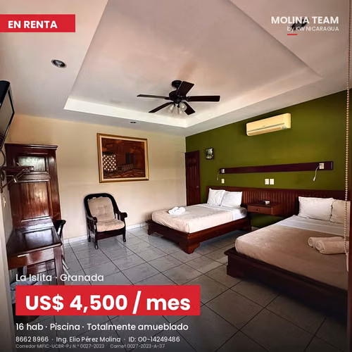 Hotel en renta | Granada | 16 habitaciones con piscina