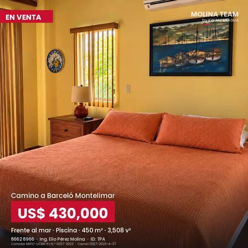  CASA FRENTE AL MAR EN VENTA | CAMINO A BARCELÓ MONTELIMAR |  TERRENO 3,508 V2