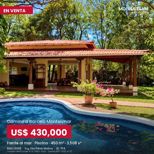  CASA FRENTE AL MAR EN VENTA | CAMINO A BARCELÓ MONTELIMAR |  TERRENO 3,508 V2