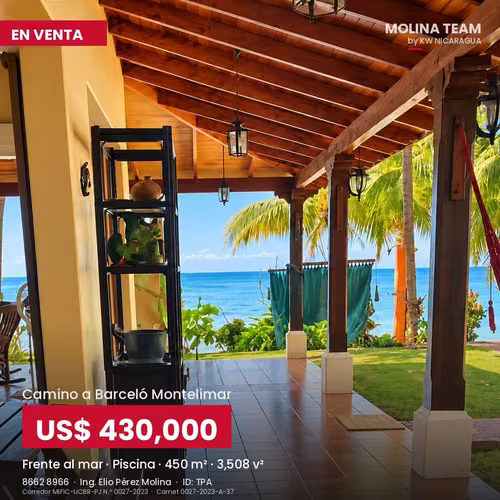  CASA FRENTE AL MAR EN VENTA | CAMINO A BARCELÓ MONTELIMAR |  TERRENO 3,508 V2