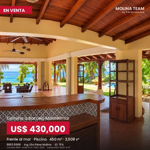  CASA FRENTE AL MAR EN VENTA | CAMINO A BARCELÓ MONTELIMAR |  TERRENO 3,508 V2