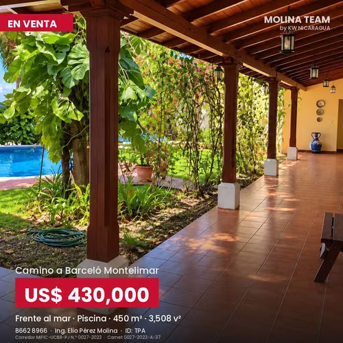  CASA FRENTE AL MAR EN VENTA | CAMINO A BARCELÓ MONTELIMAR |  TERRENO 3,508 V2