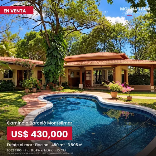  CASA FRENTE AL MAR EN VENTA | CAMINO A BARCELÓ MONTELIMAR |  TERRENO 3,508 V2