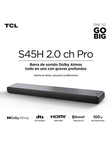 Barra de Sonido TCL S45H 2.0 Dolby Atmos 100W