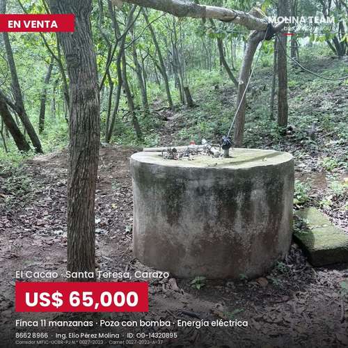Finca de 11 manzanas en venta en El Cacao, Carazo – con pozo y energía, US$ 65,000 - Imagen 2