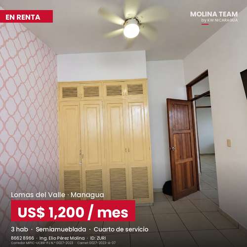 Casa semiamueblada en renta en Residencial Lomas del Valle, Managua – A/C en todas las habitaciones – US$ 1,200 negociab - Imagen 9