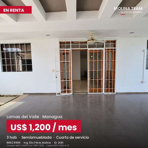 Casa semiamueblada en renta en Residencial Lomas del Valle, Managua – A/C en todas las habitaciones – US$ 1,200 negociab - Imagen 8