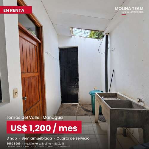 Casa semiamueblada en renta en Residencial Lomas del Valle, Managua – A/C en todas las habitaciones – US$ 1,200 negociab - Imagen 11