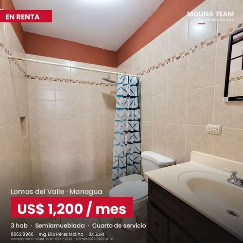 Casa semiamueblada en renta en Residencial Lomas del Valle, Managua – A/C en todas las habitaciones – US$ 1,200 negociab - Imagen 15