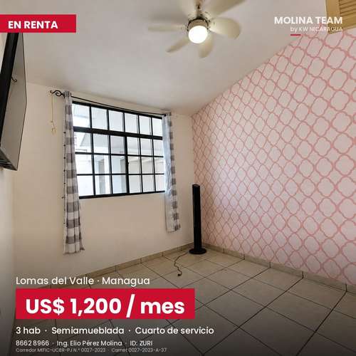 Casa semiamueblada en renta en Residencial Lomas del Valle, Managua – A/C en todas las habitaciones – US$ 1,200 negociab - Imagen 18