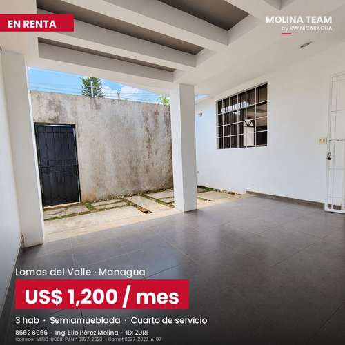 Casa semiamueblada en renta en Residencial Lomas del Valle, Managua – A/C en todas las habitaciones – US$ 1,200 negociab - Imagen 7