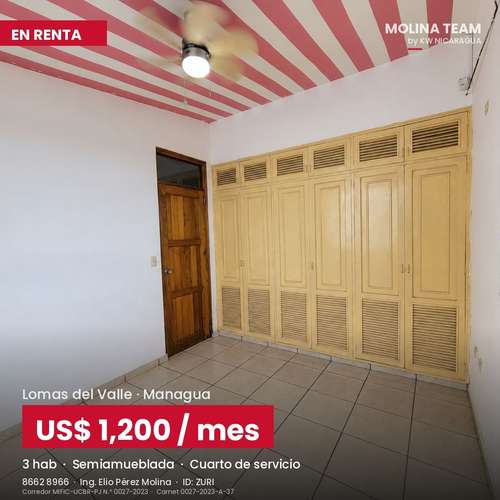 Casa semiamueblada en renta en Residencial Lomas del Valle, Managua – A/C en todas las habitaciones – US$ 1,200 negociab - Imagen 16