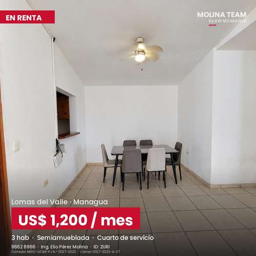 Casa semiamueblada en renta en Residencial Lomas del Valle, Managua – A/C en todas las habitaciones – US$ 1,200 negociab - Imagen 10