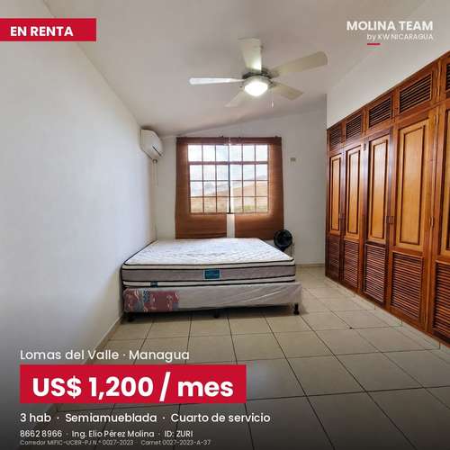 Casa semiamueblada en renta en Residencial Lomas del Valle, Managua – A/C en todas las habitaciones – US$ 1,200 negociab - Imagen 13