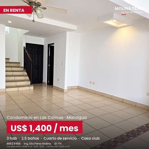 Casa en Renta en Condominio Las Colinas | 3 Hab, Casa Club | US$1,400 - Imagen 4