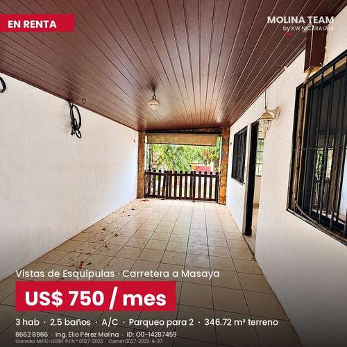 Casa en Renta en Vistas de Esquipulas | 3 Hab, A/C, Parqueo para 2 | US$750 - Imagen 6