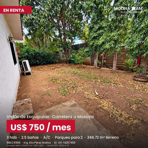Casa en Renta en Vistas de Esquipulas | 3 Hab, A/C, Parqueo para 2 | US$750 - Imagen 5