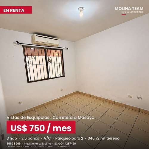 Casa en Renta en Vistas de Esquipulas | 3 Hab, A/C, Parqueo para 2 | US$750 - Imagen 7