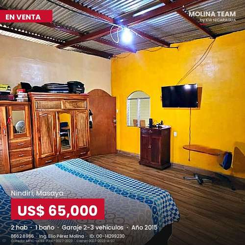 Casa en venta en Nindirí | 2 habitaciones y amplio garaje | US$65,000 negociables - Imagen 11