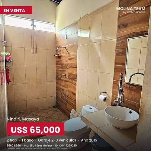 Casa en venta en Nindirí | 2 habitaciones y amplio garaje | US$65,000 negociables - Imagen 9