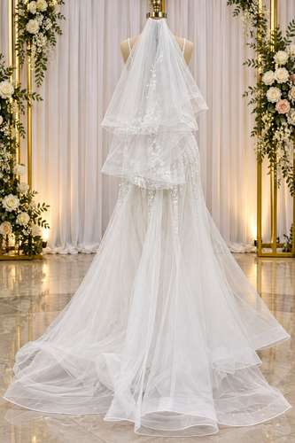 Vestido de novia, color blanco. Velo aparte. Puede preguntar por las almohadas.