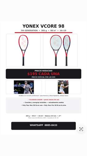 YONEX VCORE 98 305g – 7th Gen | PRECIO REDUCIDO $195