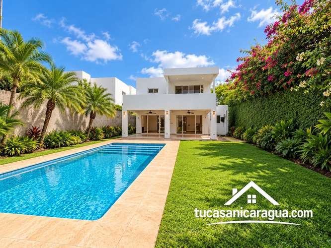  **SE RENTA CASA MODERNA CON PISCINA EN SANTO DOMINGO, MANAGUA** - Imagen 1