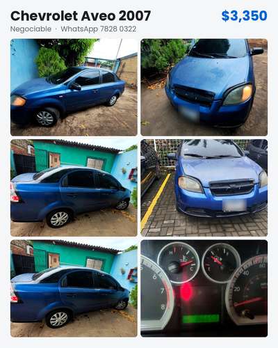 SE VENDE CHEVROLET AVEO 2007  -  Precio: $3,300 NEGOCIABLE