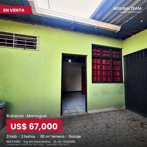 Casa en venta en Rubenia, Managua | 3 habitaciones, 2 baños y garaje | US$67,000 - Imagen 4