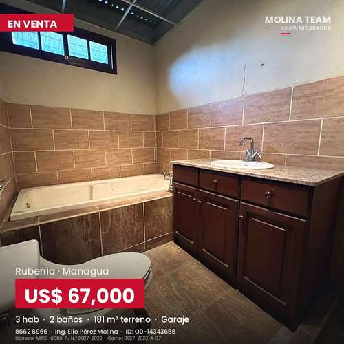 Casa en venta en Rubenia, Managua | 3 habitaciones, 2 baños y garaje | US$67,000 - Imagen 2
