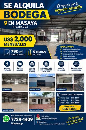 Se renta Bodega en Masaya Nicaragua 