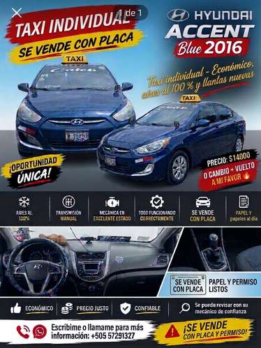 VENDO HYNDAI ACCENT BLUE 2016 CON PLACAS DE MANAGUA INCLUIDAS 
