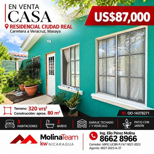 Casa en venta en Ciudad Real, Carretera a Veracruz | 3 habitaciones, 2 baños | US$87,000