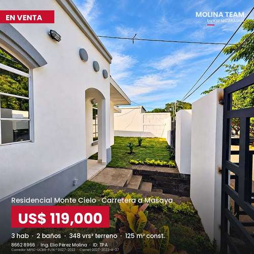 Casa en venta en Montecielo con terreno adicional | 3 habitaciones | US$119,000