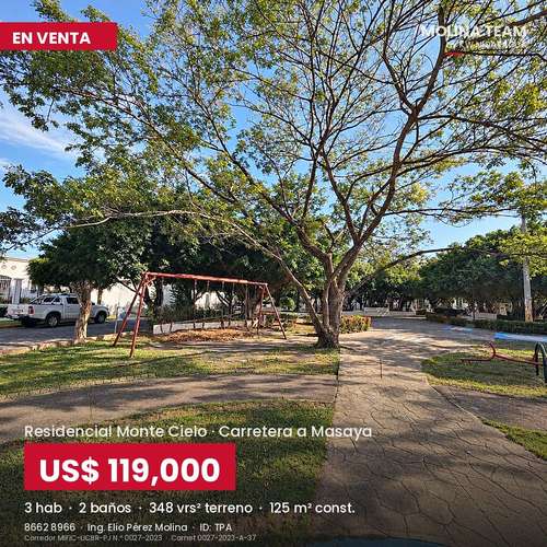 Casa en venta en Montecielo con terreno adicional | 3 habitaciones | US$119,000