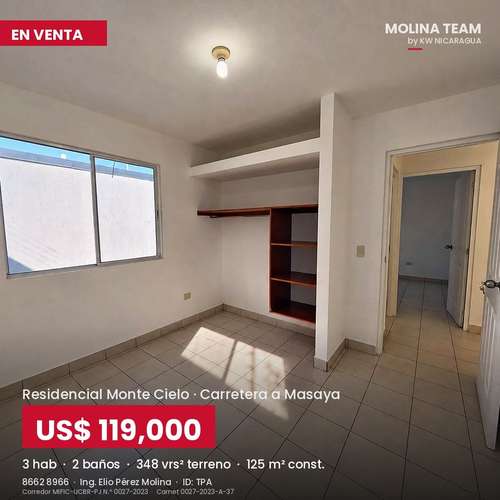 Casa en venta en Montecielo con terreno adicional | 3 habitaciones | US$119,000