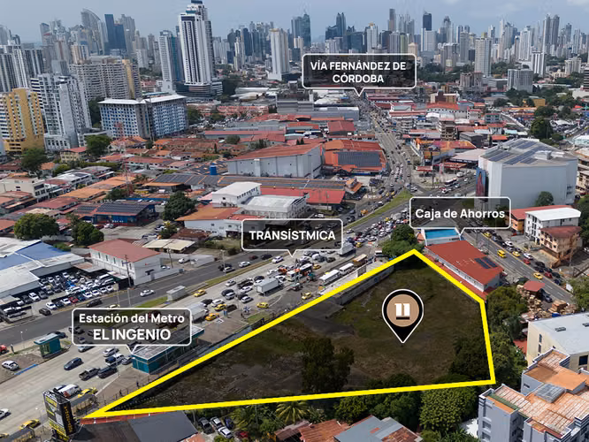 Terreno en Betania, Frente a la estación de Metro el Ingenio de 5,918.93m2
