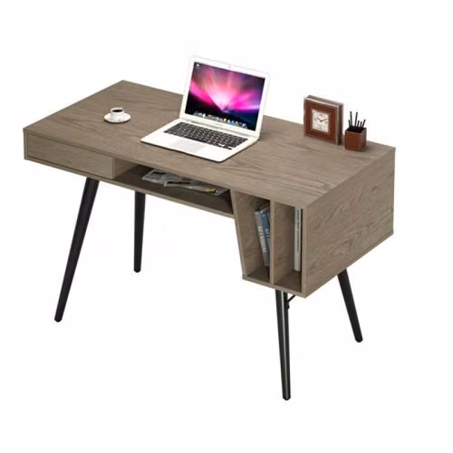 Escritorio moderno ct-3587, estructura de metal y madera aglomerada, medidas 120l x 60w x 76h cm, color gris