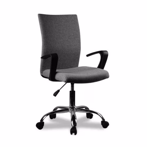 Silla ejecutiva modelo 6810 ergonomica con brazos y base cromada, color gris