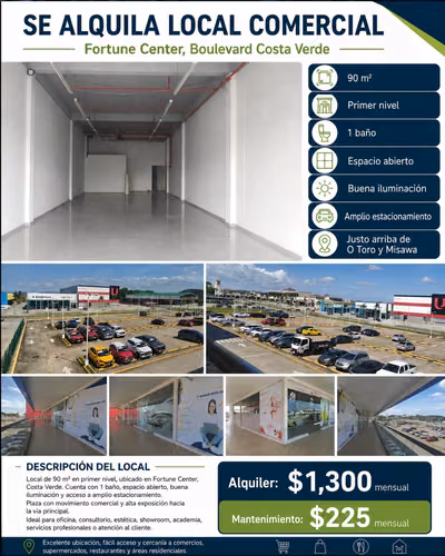 Costa Verde -  Alquilo local 90/m2