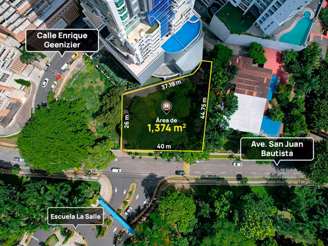 Se vende Terreno en el Cangrejo de 1,374 m2