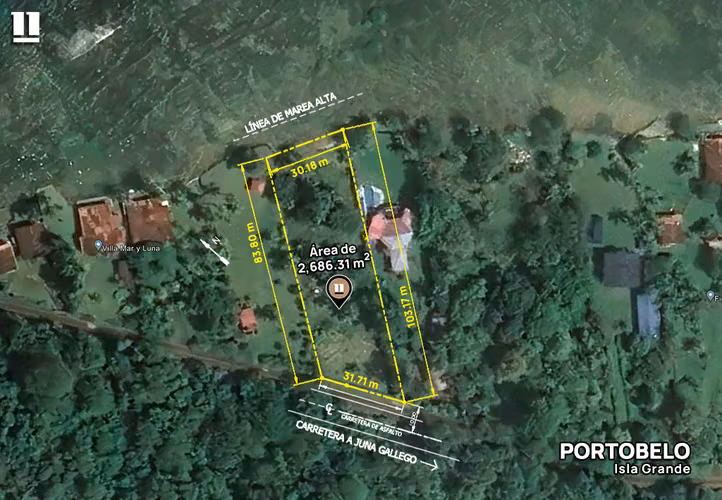 Terreno frente a la Playa en La Guaira, Portobelo Colon - 2,686.31 m2 - Imagen 2