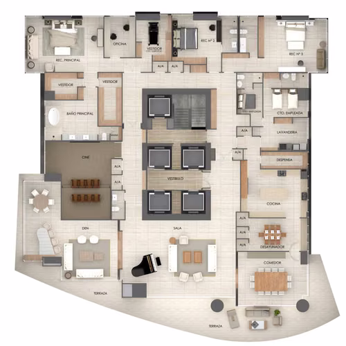 THE POINT penthouse 890m2 AMOBLAO de LUJO $3,250,000