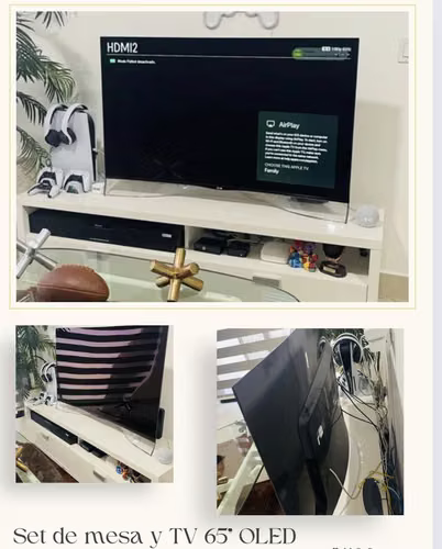Vendo TV OLED CURVA 55 pulg y mueble de madera laqueado y - Imagen 2