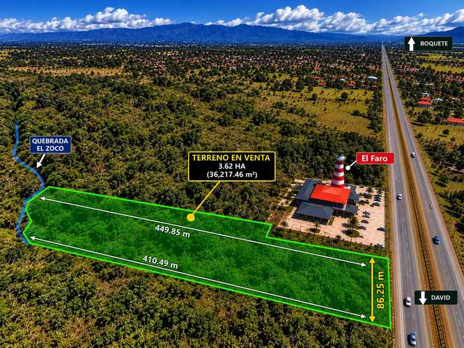 BOQUETE – TERRENO 3.62 HA JUNTO A EL FARO, $35/m² NEGOCIABLE