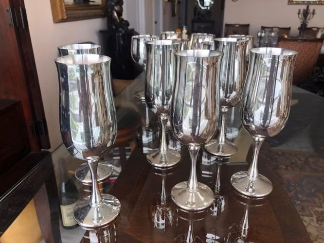 SALE!!!! COPAS!!!! Cristal italiano,  bañadas en Plata y otras.