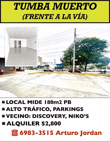 TUMBA MUERTO ALQUILO LOCAL 90 M2 PLANTA BAJA $1,500